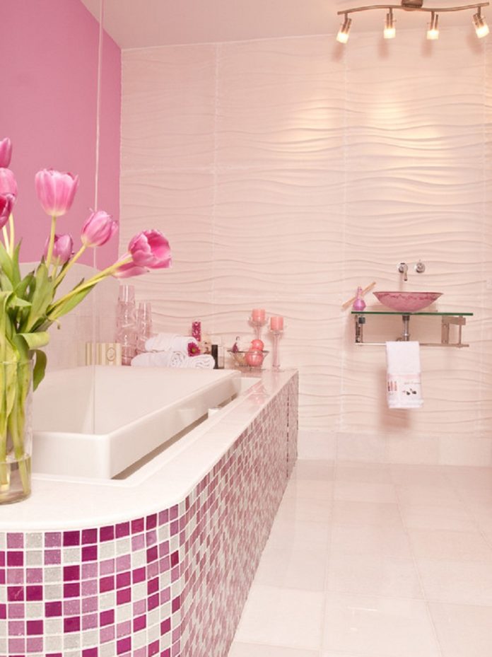 Salle De Bain Rose Et Blanc